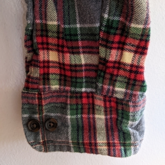 lands END size Medium 15-15.5 Men’s Cotton Flannel Plaid Button Down Shirt - Picture 5 of 7